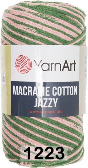 Пряжа YarnArt macrame cotton jazzy 1223 зелен.розовый