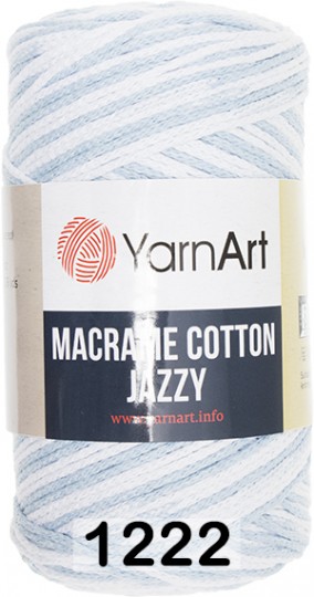 Пряжа YarnArt macrame cotton jazzy 1222 бел.св.серый