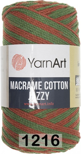 Пряжа YarnArt macrame cotton jazzy 1216 красн.зеленый