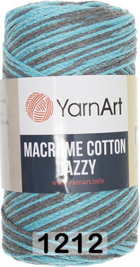 Пряжа YarnArt macrame cotton jazzy 1212 бирюз.коричн.