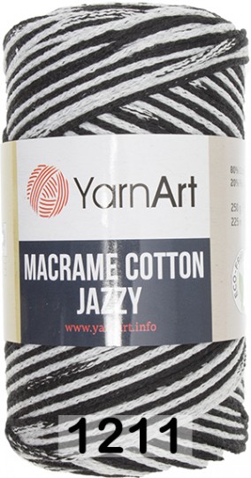 Пряжа YarnArt macrame cotton jazzy 1211 черн.белый