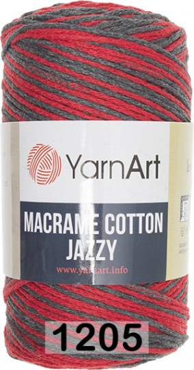 Пряжа YarnArt macrame cotton jazzy 1205 серо.красный