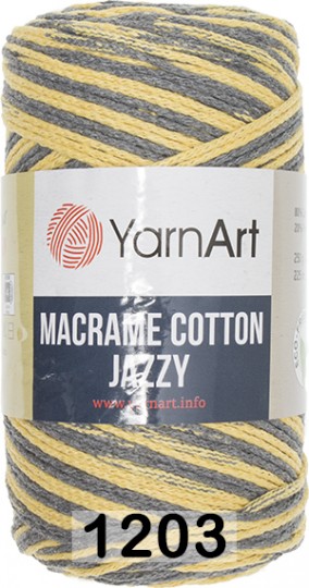 Пряжа YarnArt macrame cotton jazzy 1203 серо.желт.