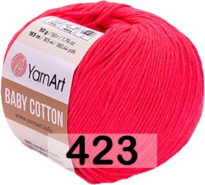 Пряжа YarnArt baby cotton 423 розовый коралл