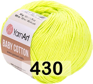 Пряжа YarnArt baby cotton 430 неоновый желтый