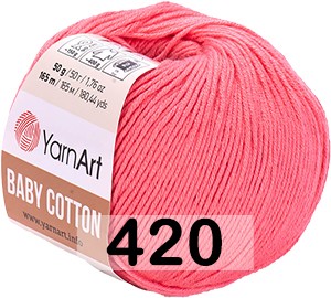 Пряжа YarnArt baby cotton 420 коралл