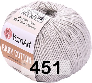 Пряжа YarnArt baby cotton 451 оч.св.серый