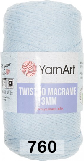 Пряжа YarnArt macrame twisted 3 mm 760 голубой
