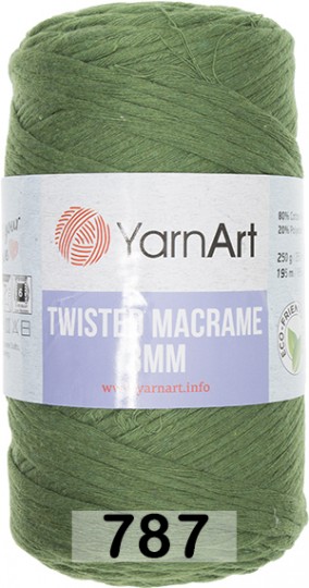 Пряжа YarnArt macrame twisted 3 mm 787 зеленый