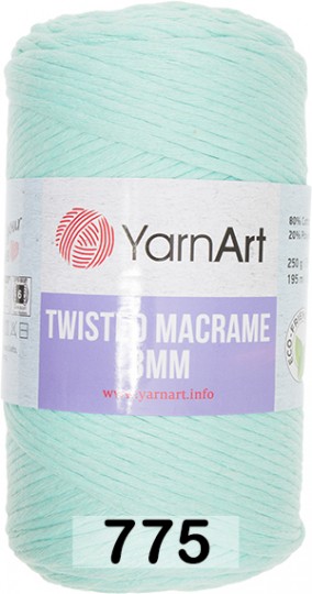 Пряжа YarnArt macrame twisted 3 mm 775 СВ.БИРЮЗА