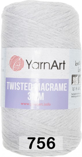 Пряжа YarnArt macrame twisted 3 mm 756 серый