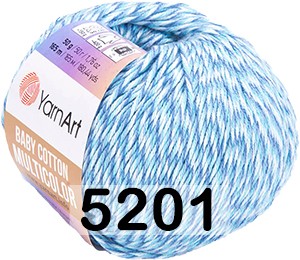 Пряжа YarnArt BABY COTTON MULTICOLOR 5201 бело-голубой