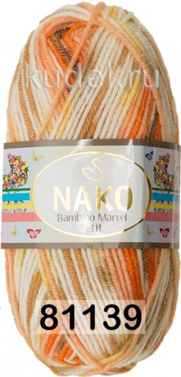 Пряжа Nako Bambino Marvel Petit 81139 бел.желт.оранж.кор.