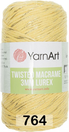 Пряжа YarnArt macrame twisted 3 mm lurex 764 желтый с золотом