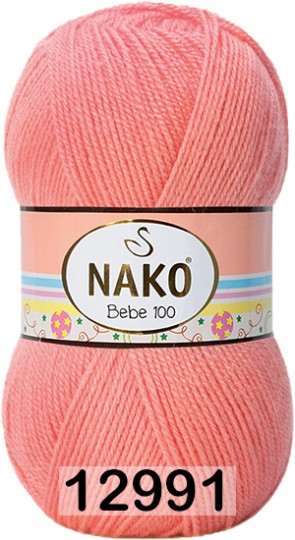 Пряжа Nako Bebe 100 12991 насыщенный желто розовый