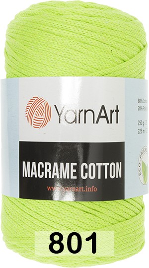 Пряжа YarnArt macrame cotton 801 желтый неон