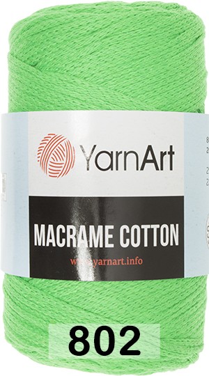 Пряжа YarnArt macrame cotton 802 зеленый неон