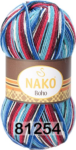 Пряжа Nako BOHO 81982 роз.сирен.зел.