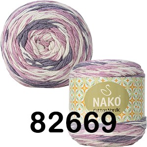 Пряжа Nako COTON NORDIC 82669 бел-сирен-серый