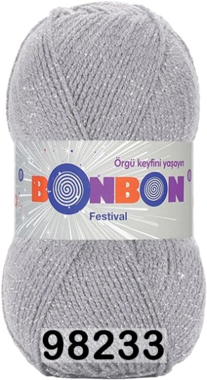 Пряжа Nako Bonbon Festival 98233 СВ.СЕРЫЙ+ ЛЮР.СЕРЕБРО