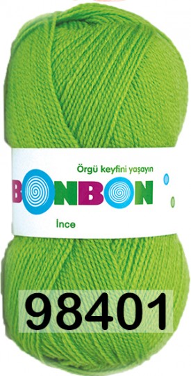 Пряжа Nako Bonbon Ince 98401 зеленый неон