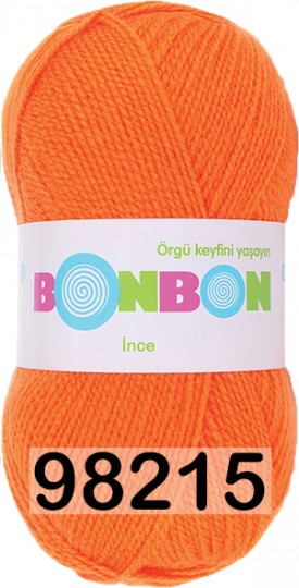 Пряжа Nako Bonbon Ince 98215 ЯРКО-ОРАНЖЕВЫЙ