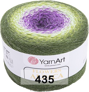 Пряжа YarnArt flowers alpaca 435 хвойн.молочн. фиолет.