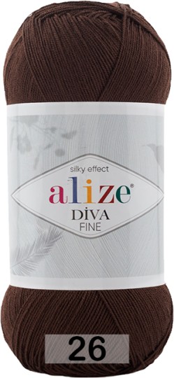 Пряжа Alize Diva Fine 26 коричневый
