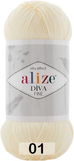 Пряжа Alize Diva Fine 01 молочный