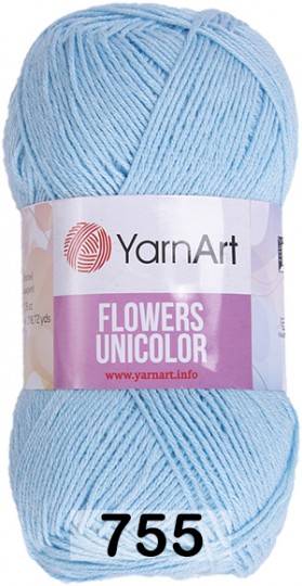 Пряжа YarnArt flowers unicolor 755 голубой