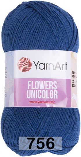 Пряжа YarnArt flowers unicolor 756 синий