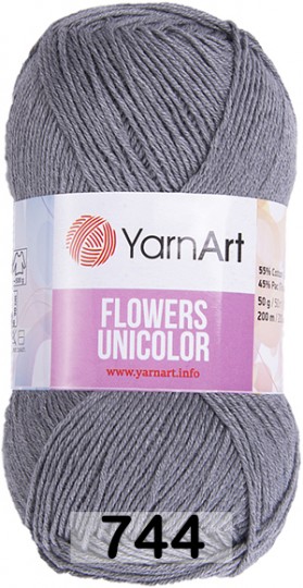 Пряжа YarnArt flowers unicolor 744 серый