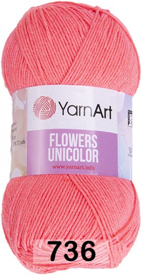 Пряжа YarnArt flowers unicolor 736 розовый коралл
