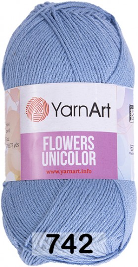 Пряжа YarnArt flowers unicolor 742 голубой