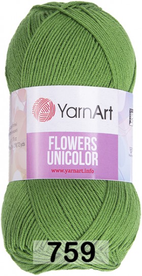 Пряжа YarnArt flowers unicolor 759 зеленый