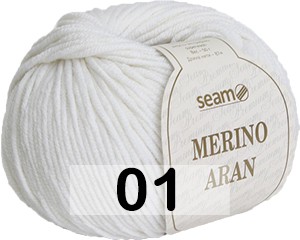 Пряжа Сеам Merino Aran 01 белый