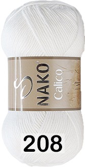 Пряжа Nako Calico 00208 белый