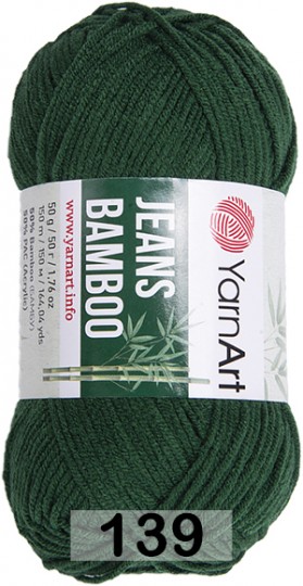 Пряжа YarnArt Jeans Bamboo 139 т.зеленый