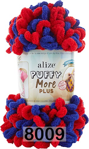 Пряжа Alize Puffy More Plus 8009 красно-синий