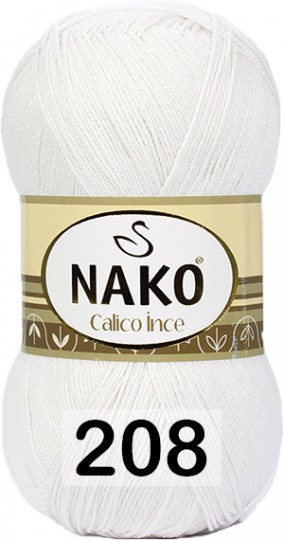 Пряжа Nako Calico Ince 00208 БЕЛЫЙ