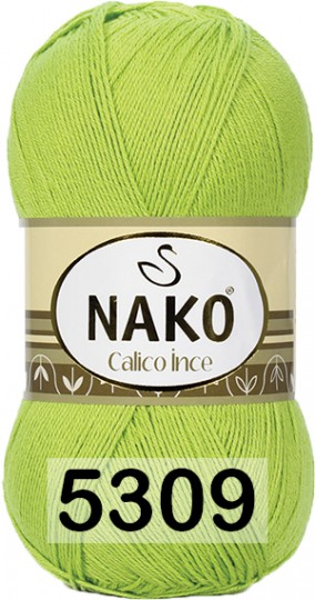Пряжа Nako Calico Ince 05309 ЗЕЛЕНЫЙ