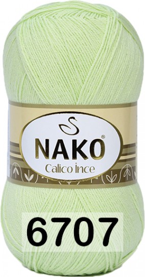 Пряжа Nako Calico Ince 06707 НЕЖНО ЗЕЛЕНЫЙ