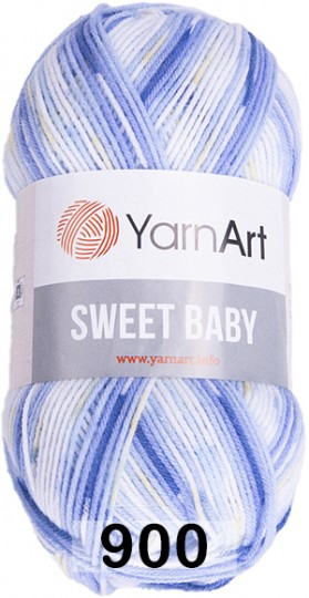 Пряжа YarnArt sweet baby 900 бело.сине.голубой
