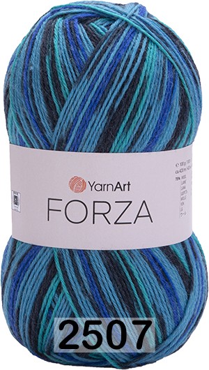Пряжа YarnArt Forza 2507 черн-син-т.син-голуб-мор.зелень