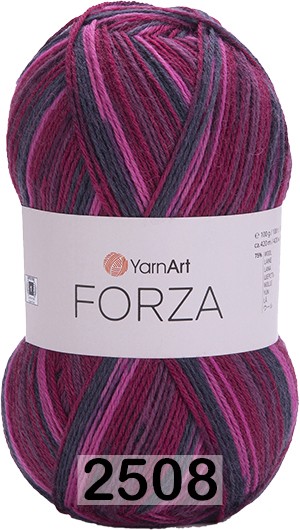 Пряжа YarnArt Forza 2508 черн-фиолет-фукс-т.роз-малин
