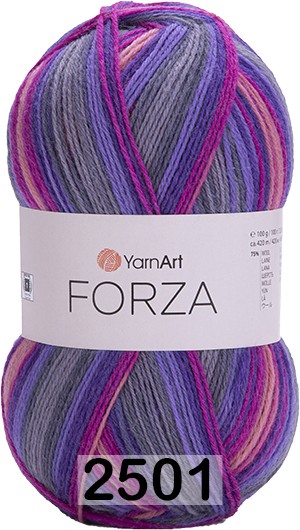 Пряжа YarnArt Forza 2501 серо-фиолет-сирен-фукс-роз