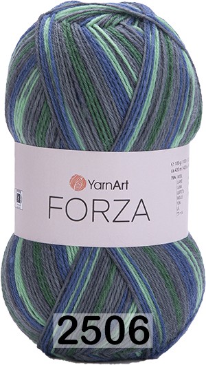 Пряжа YarnArt Forza 2506 серый-синий-зелен-мятный
