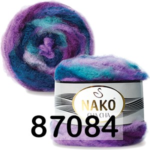 Пряжа Nako Cha Cha 87084 сине-фиолет.-бирюз
