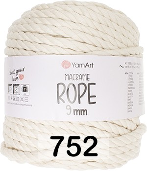 Пряжа YarnArt Macrame Rope 9 мм 752 молочный