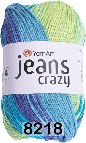 Пряжа YarnArt Jeans Crazy 8218 зел.гол.син.